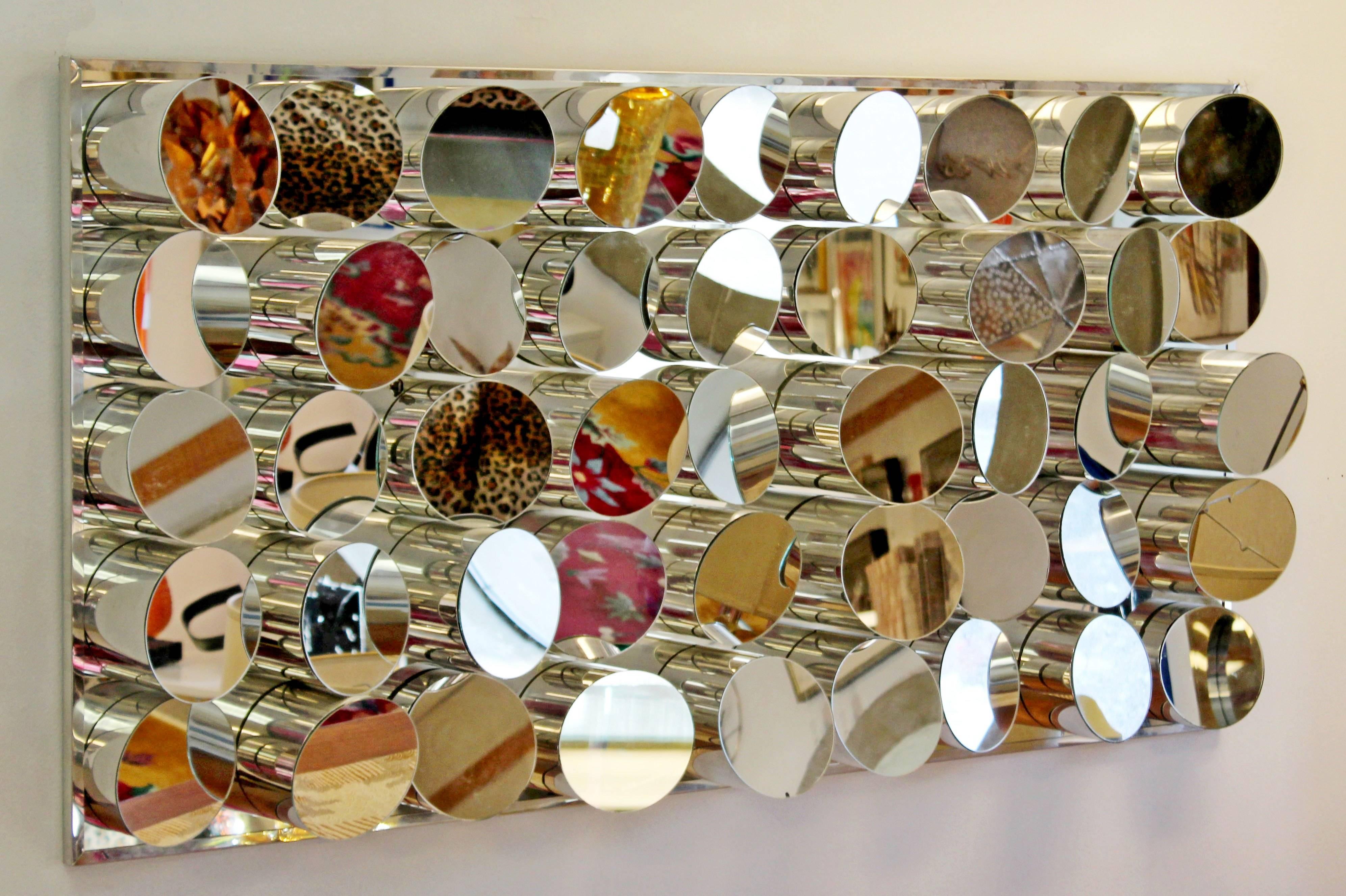 North American Mid-Century Modern Wall-Mounted Sculptural Art Mirror John Leslie Attributed