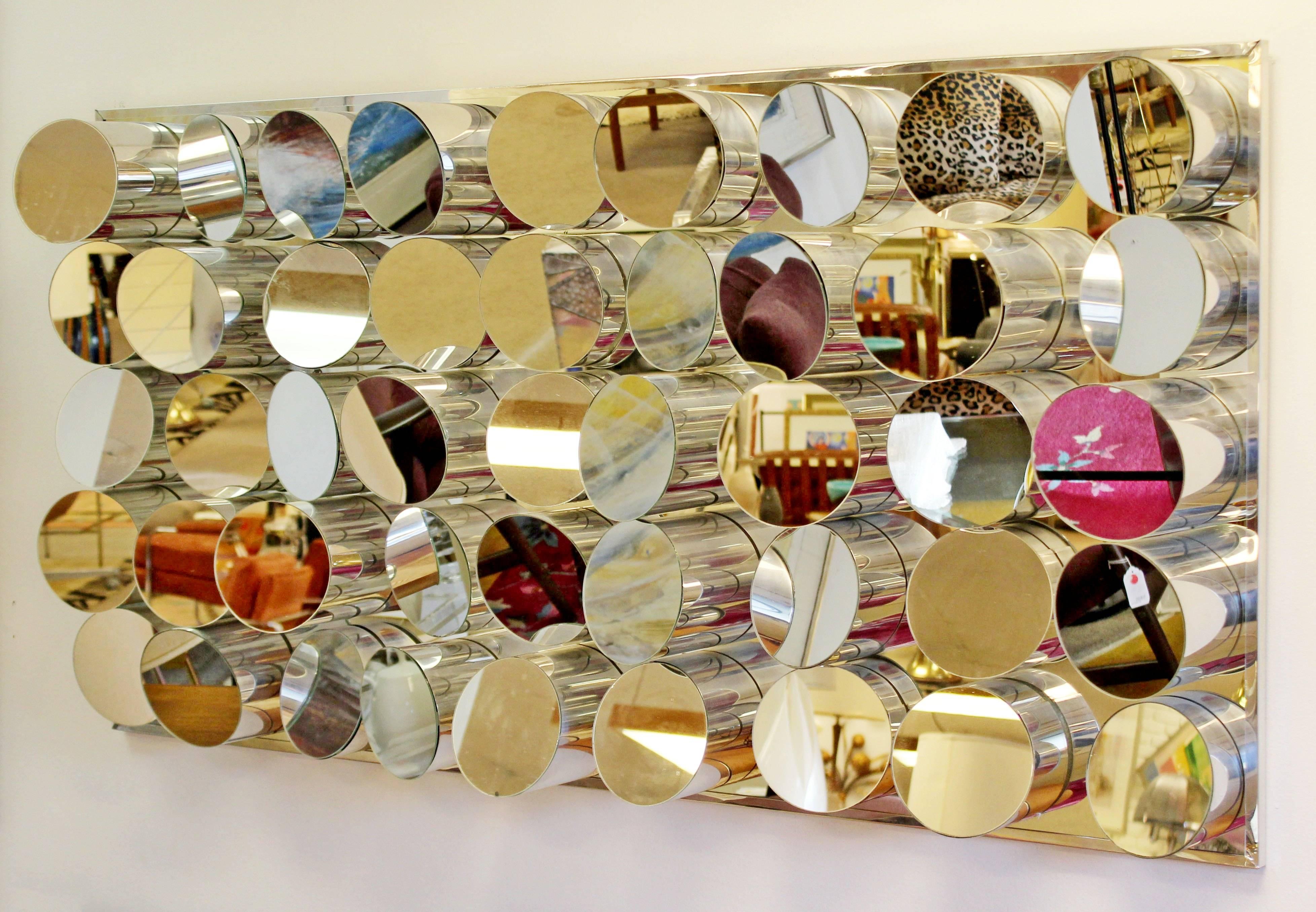 Late 20th Century Mid-Century Modern Wall-Mounted Sculptural Art Mirror John Leslie Attributed