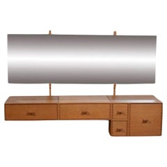 Commode murale moderne du milieu du siècle dernier avec miroir avec tiroirs