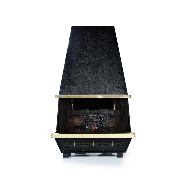 Mid Century Modern Wall Mounting Black Electric Faux Fireplace