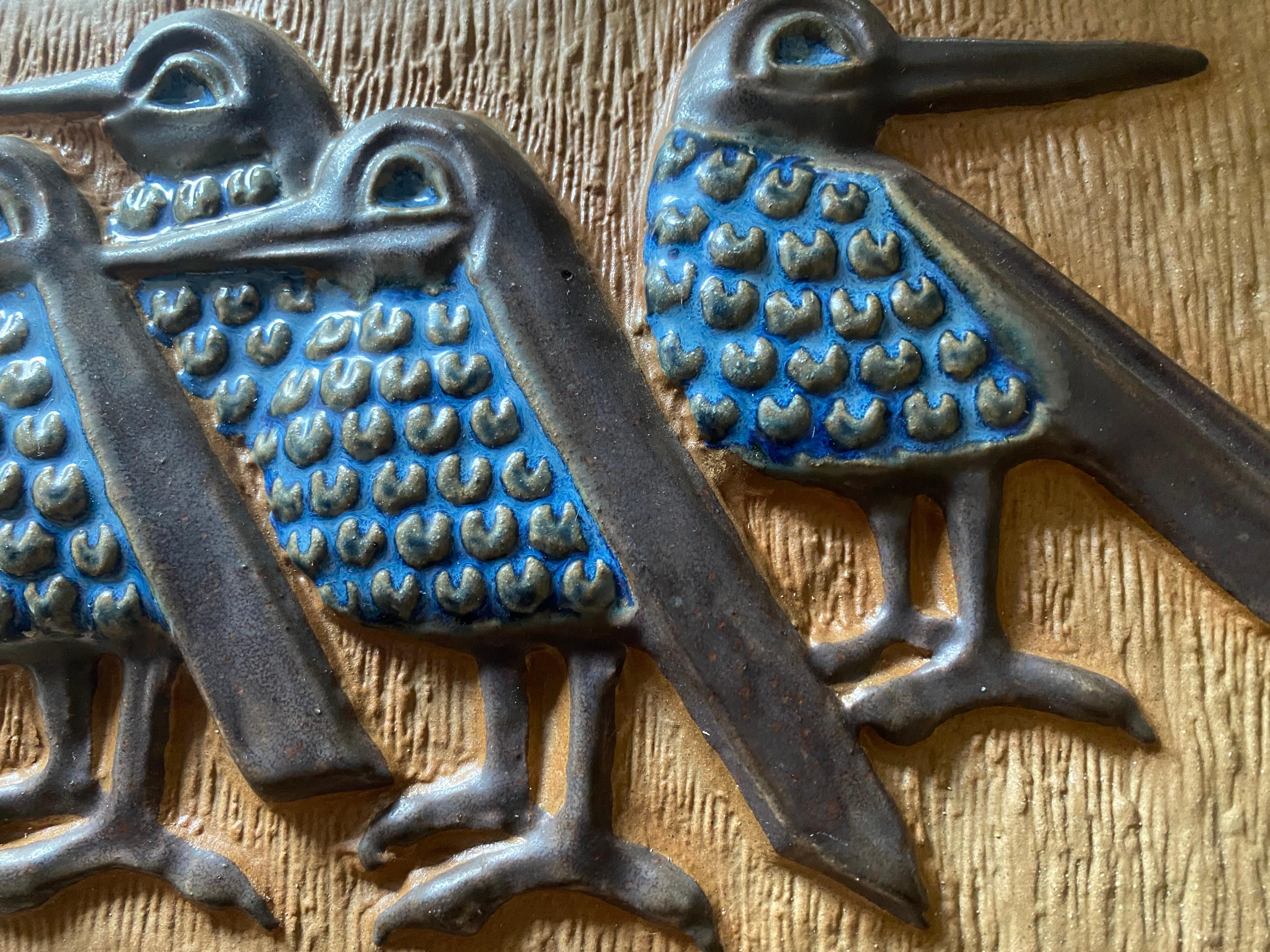 Hand-Painted Mid-Century Modern Wall Plaque by Marianne Starck Denmark For Sale