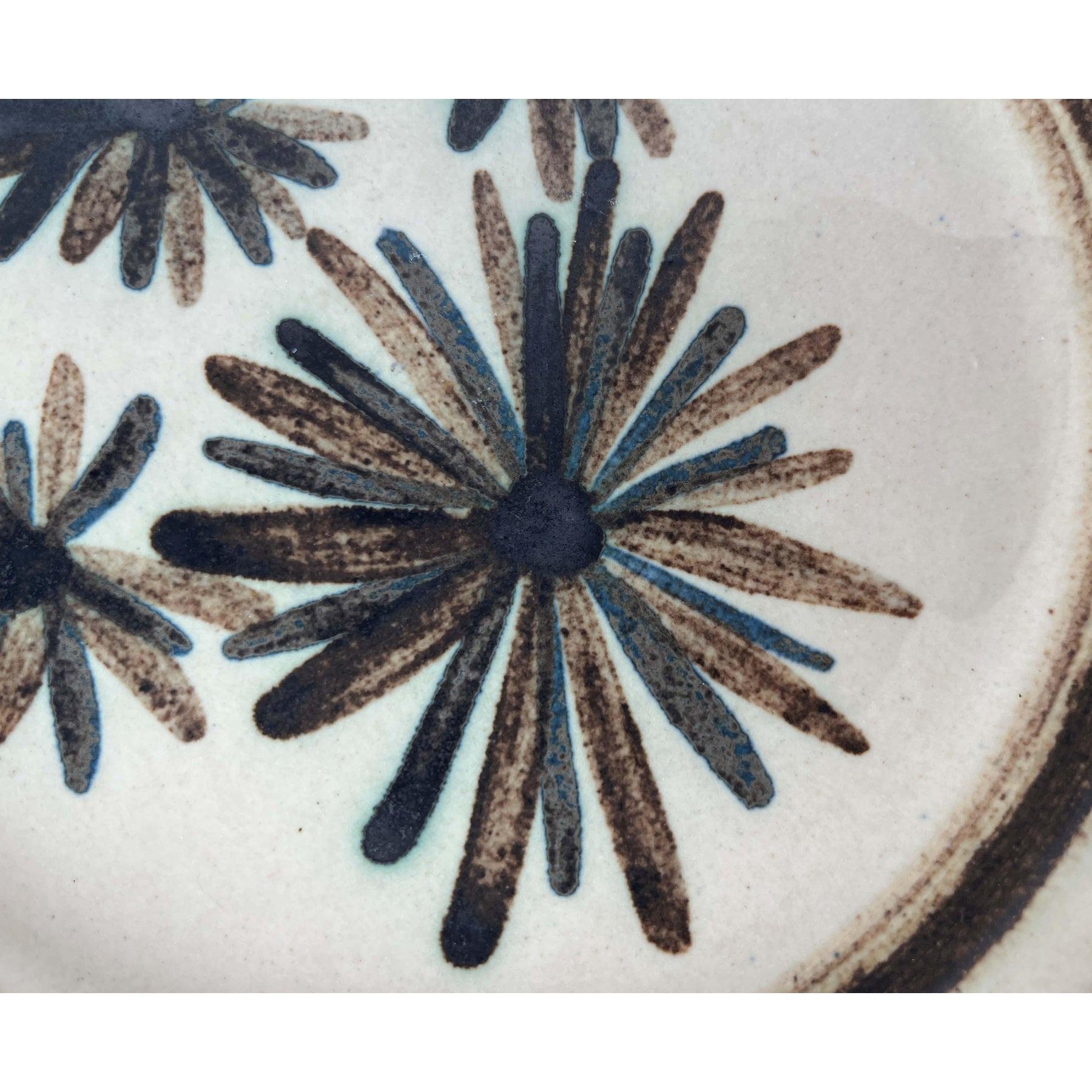 Danish Mid-Century Modern Wall Plate with Flower Design from Mit Stoneware, 1960s For Sale