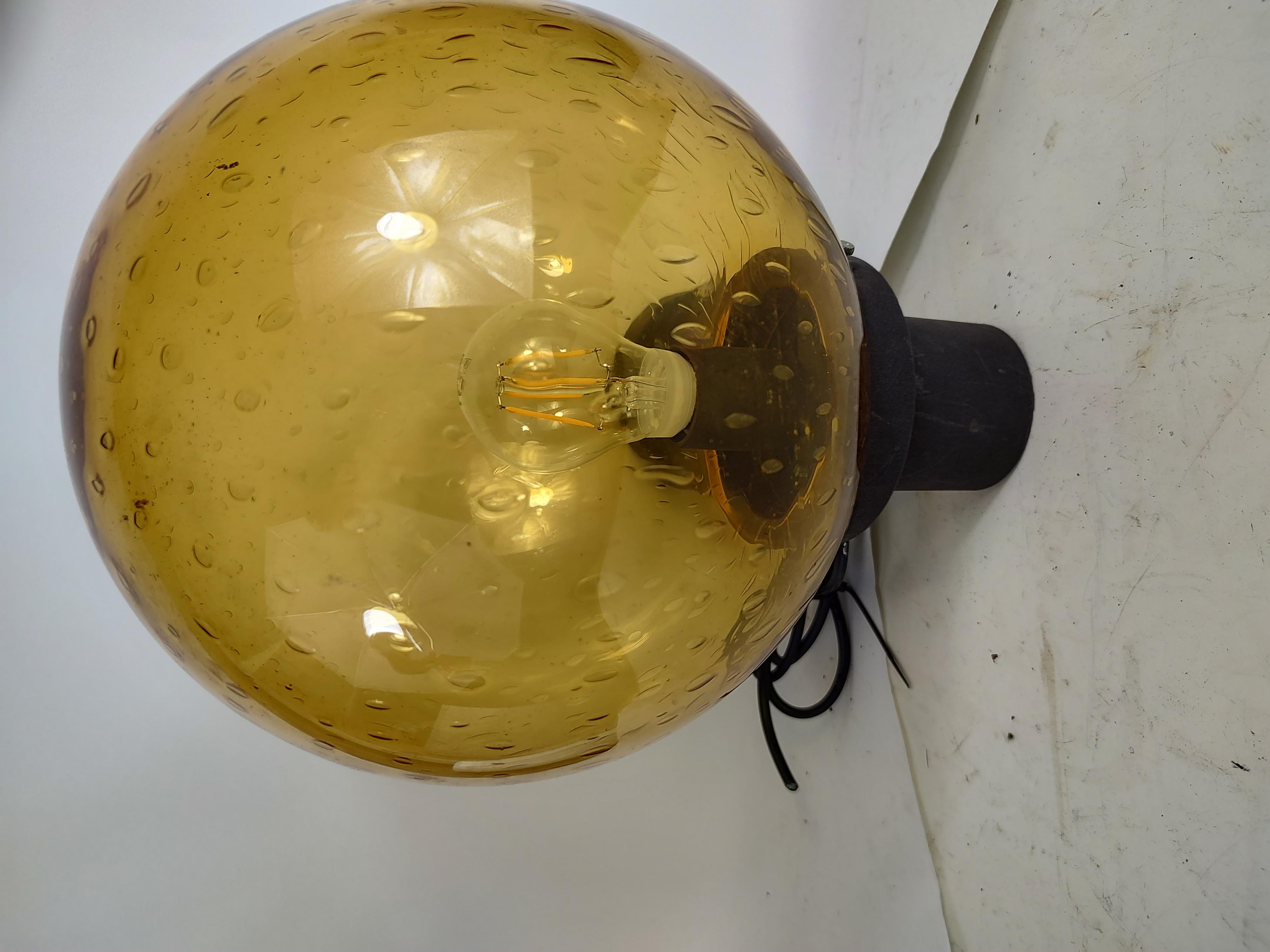 Mid Century Modern Wall Sconce Blown Amber Glass Hans Agne Jakobssen #1 In Good Condition In Port Jervis, NY