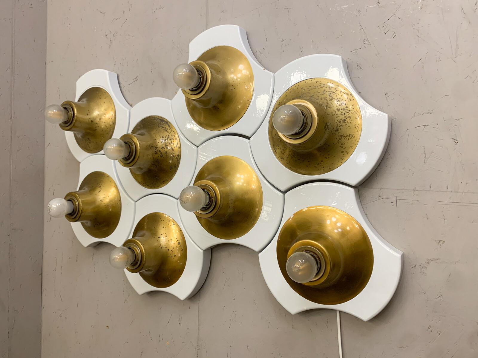 Mid-20th Century Mid-Century Modern Wall Sconce, Wood and Brass, Italy, 1960s For Sale