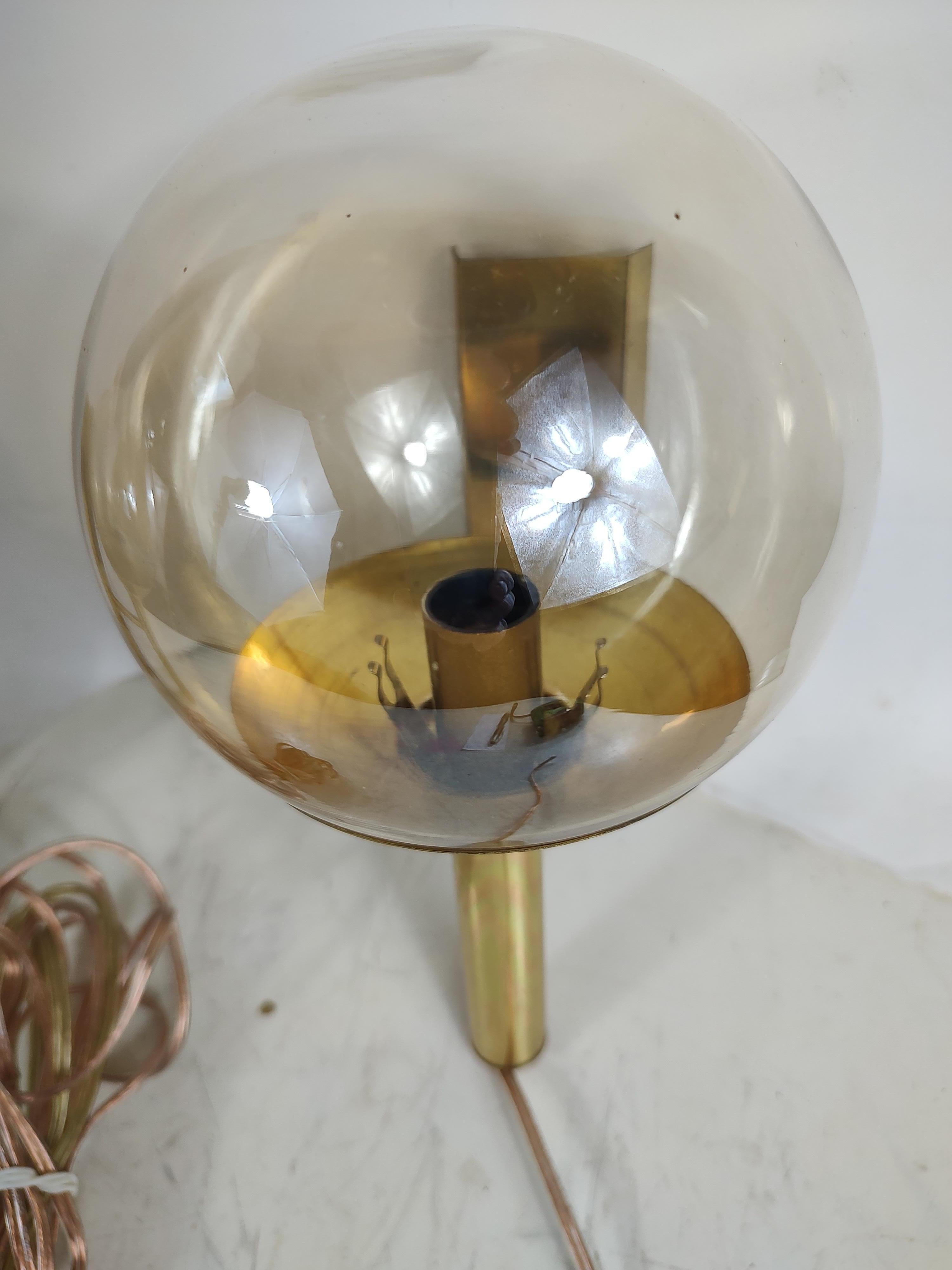 Mid-Century Modern Wall Sconces Brass with Blown Glass Shades by Sv. Mejlstrom For Sale 4