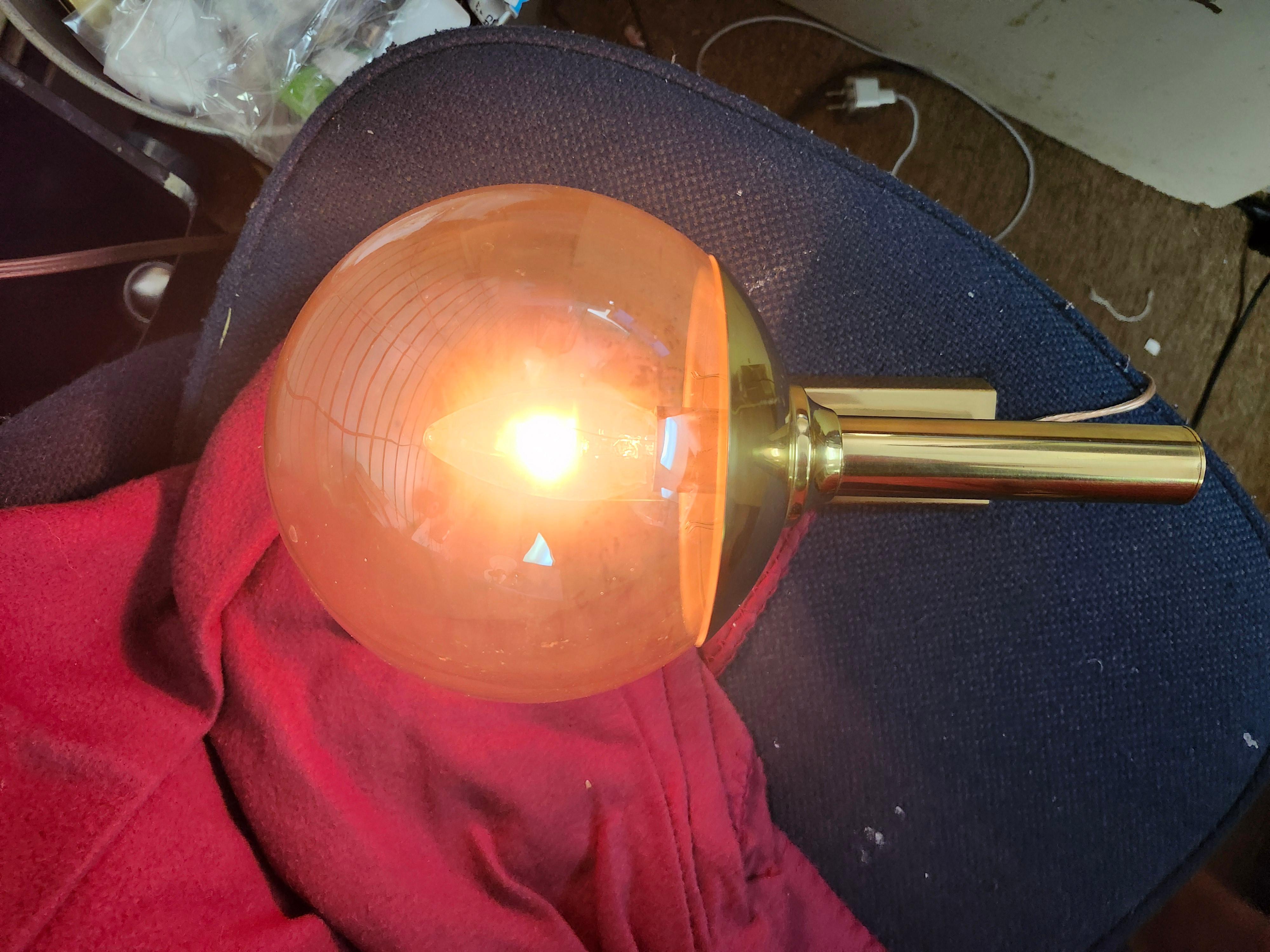 Mid-Century Modern Wall Sconces Brass with Blown Glass Shades by Sv. Mejlstrom For Sale 5