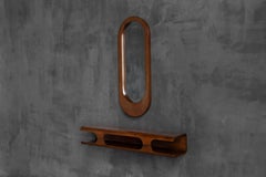 Mid-Century Modern Wall Shelf & Mirror Set, Italy, 1960s