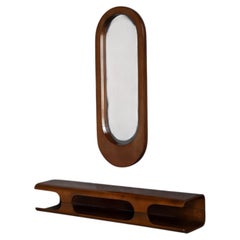 Mid-Century Modern Wall Shelf & Mirror Set, Italy, 1960s