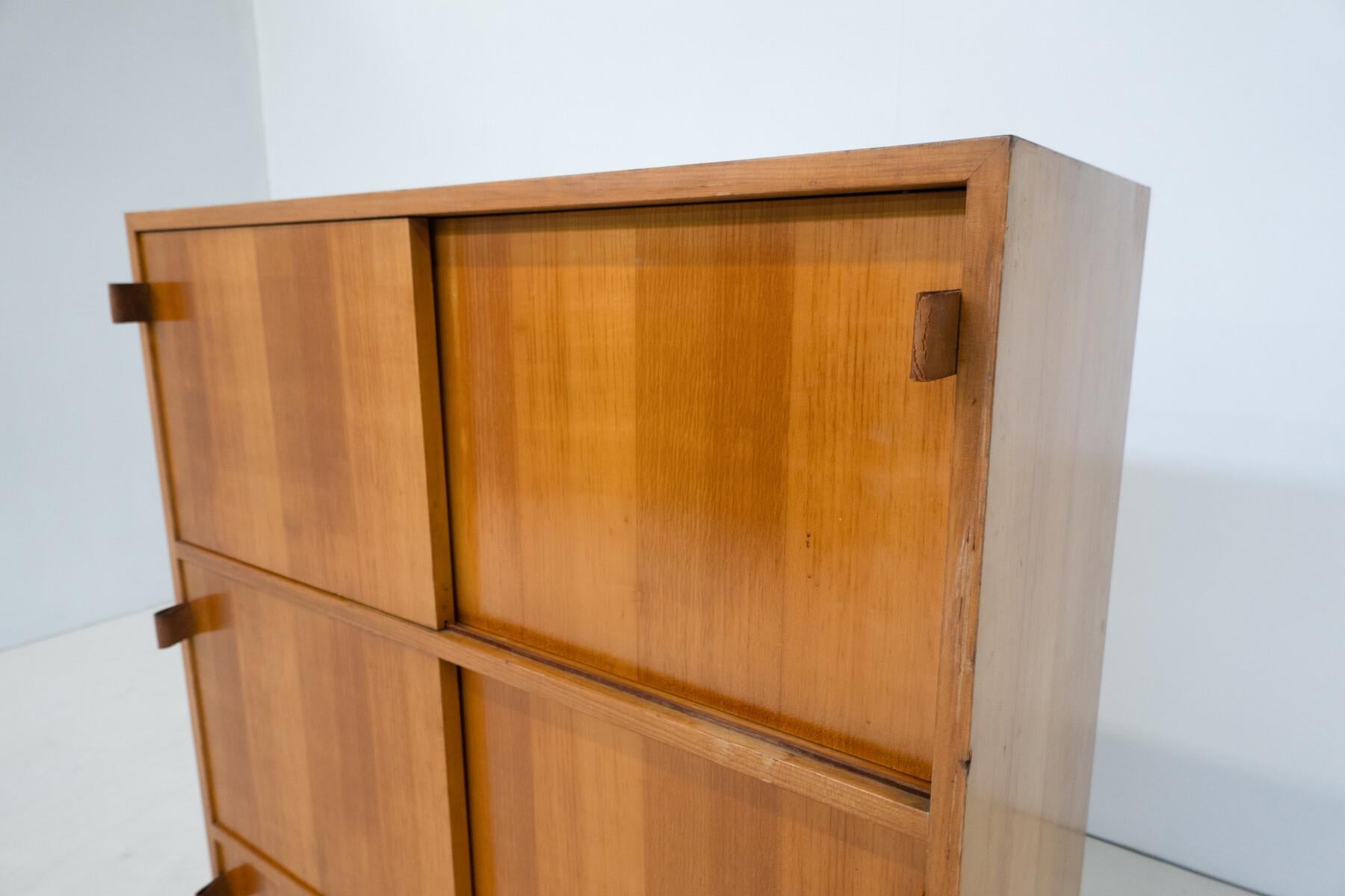 Mid-Century Modern Wall Unit by Florence Knoll, Wood and Leather, 1960s 6
