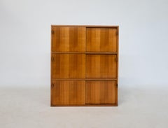Mid-Century Modern Wall Unit by Florence Knoll, Wood and Leather, 1960s