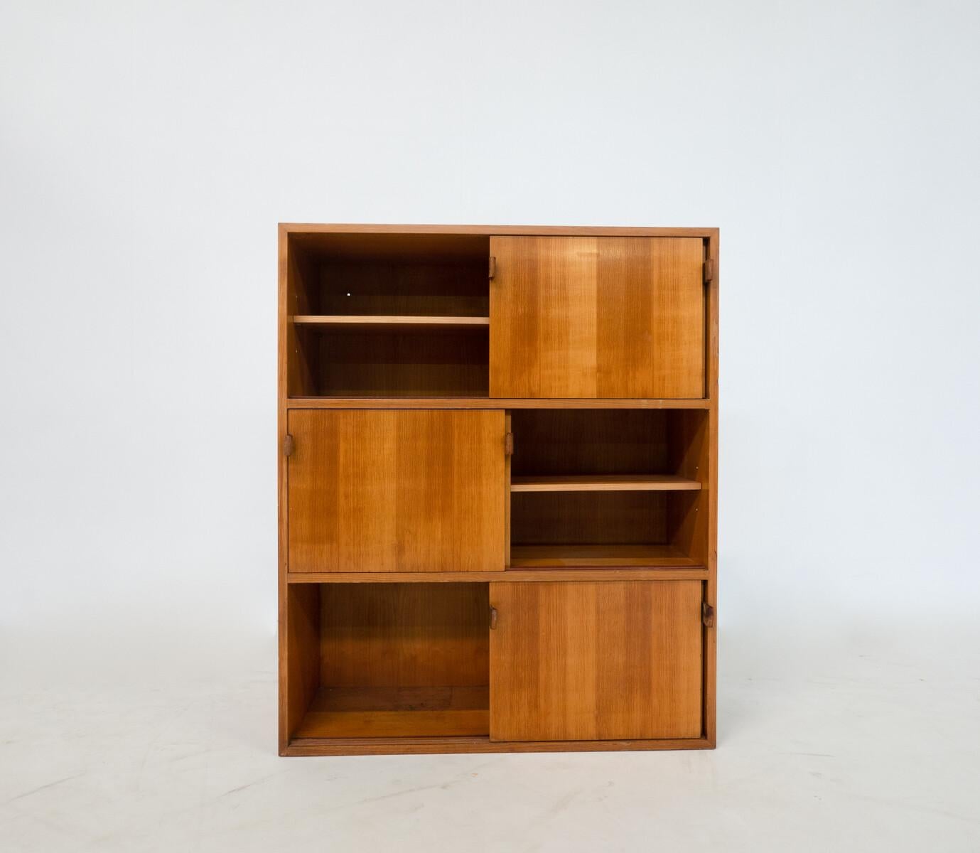 Mid-20th Century Mid-Century Modern Wall Unit by Florence Knoll, Wood and Leather, 1960s