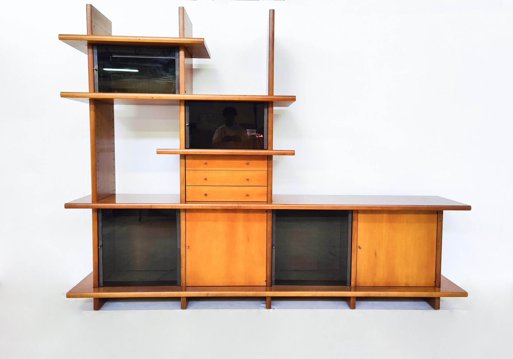 Late 20th Century Mid-Century Modern Wall Unit by Saporiti, Italy, 1970s For Sale