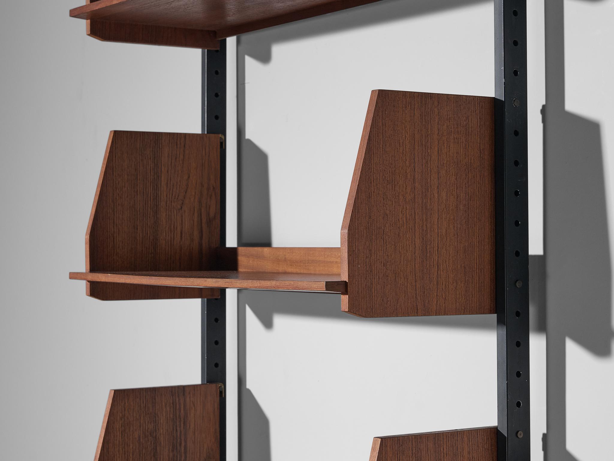 Mid-Century Modern Wall Unit in Teak and Steel  For Sale 1