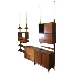 Mid-Century Modern Wall Unit or Shelving Unit in Walnut from Germany