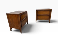 Mid-Century Modern Walnut 2-Drawer Nightstands - Set of 2 - Refinished!