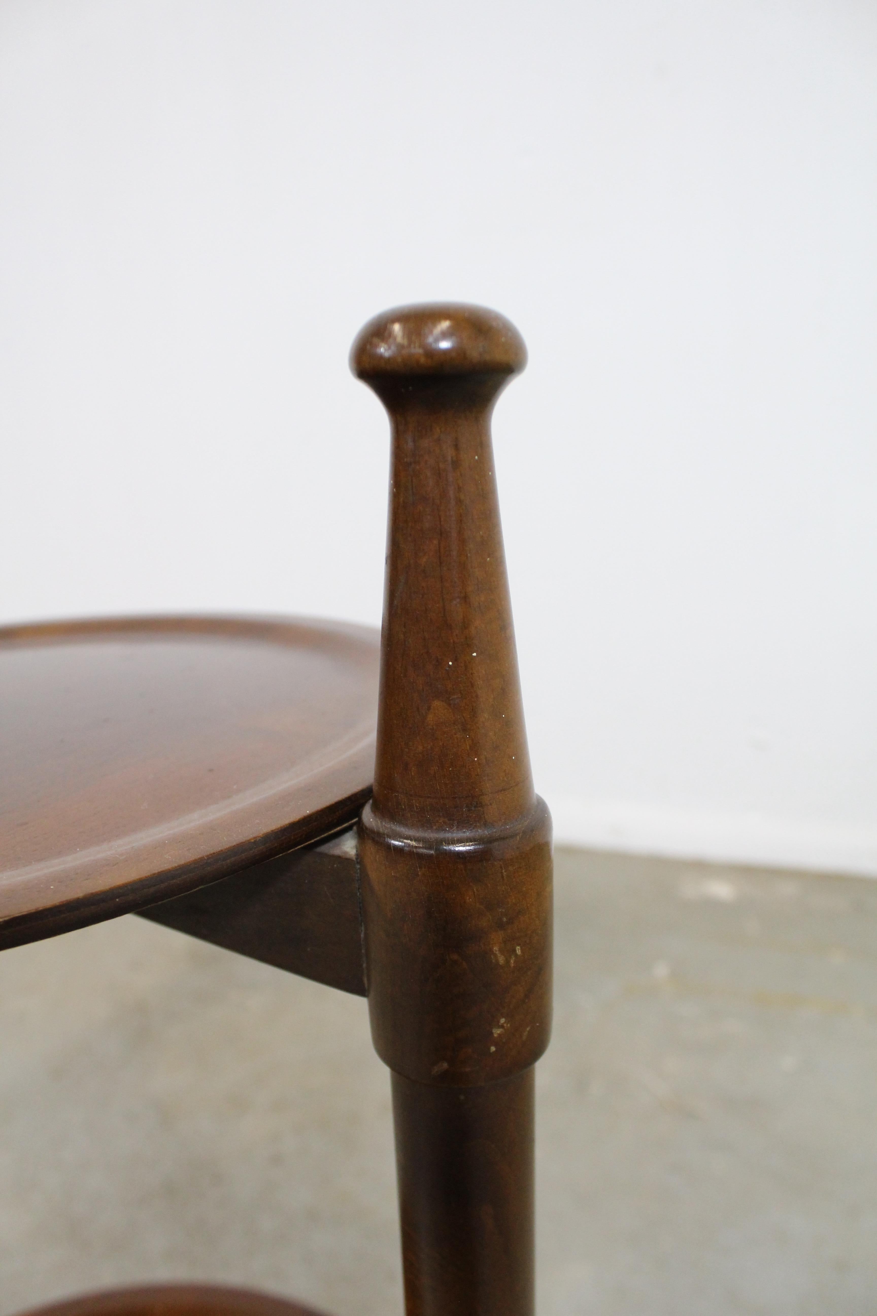 Mid-Century Modern Walnut 2-Tier Plant Stand End Table 6