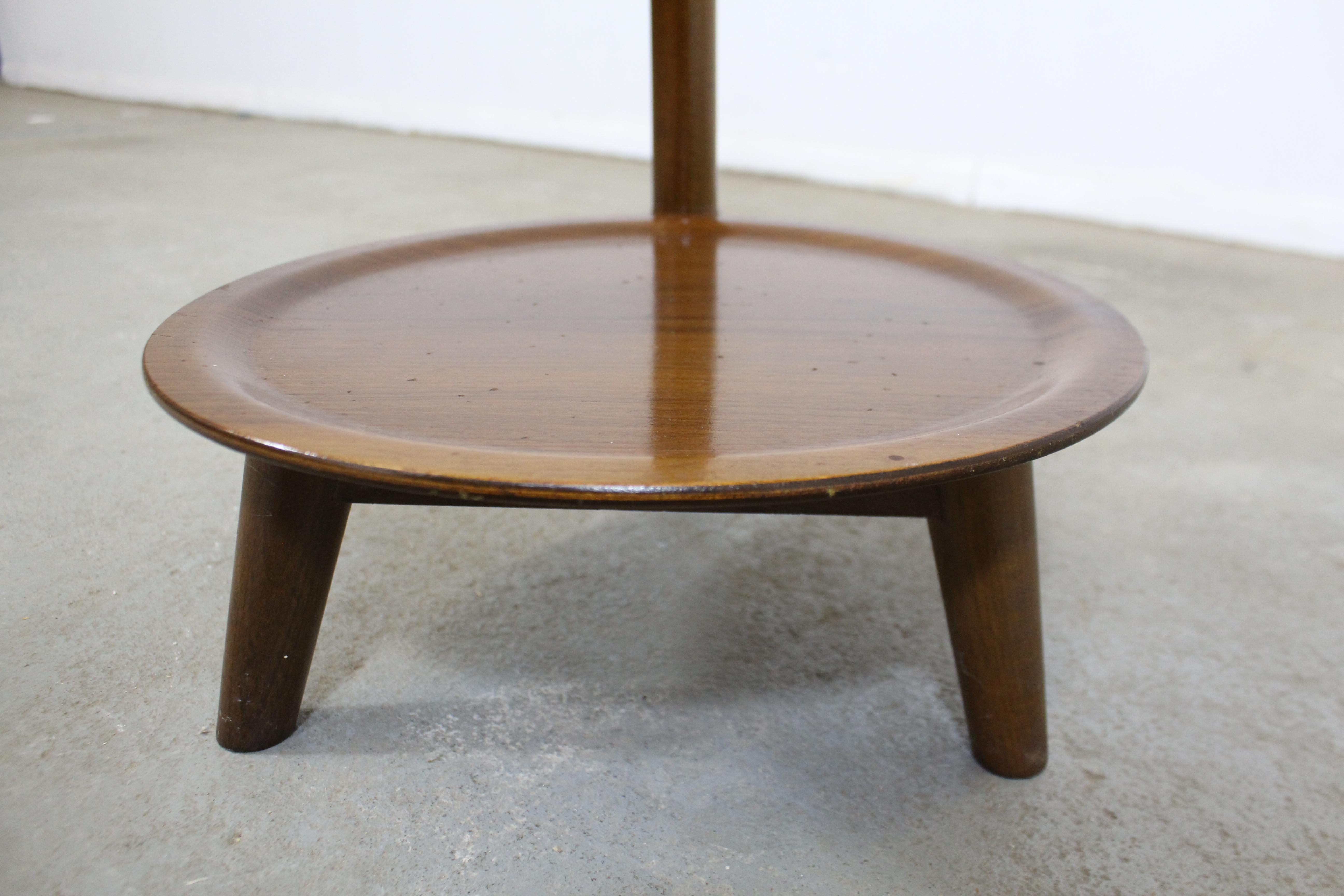 Mid-Century Modern Walnut 2-Tier Plant Stand End Table 7