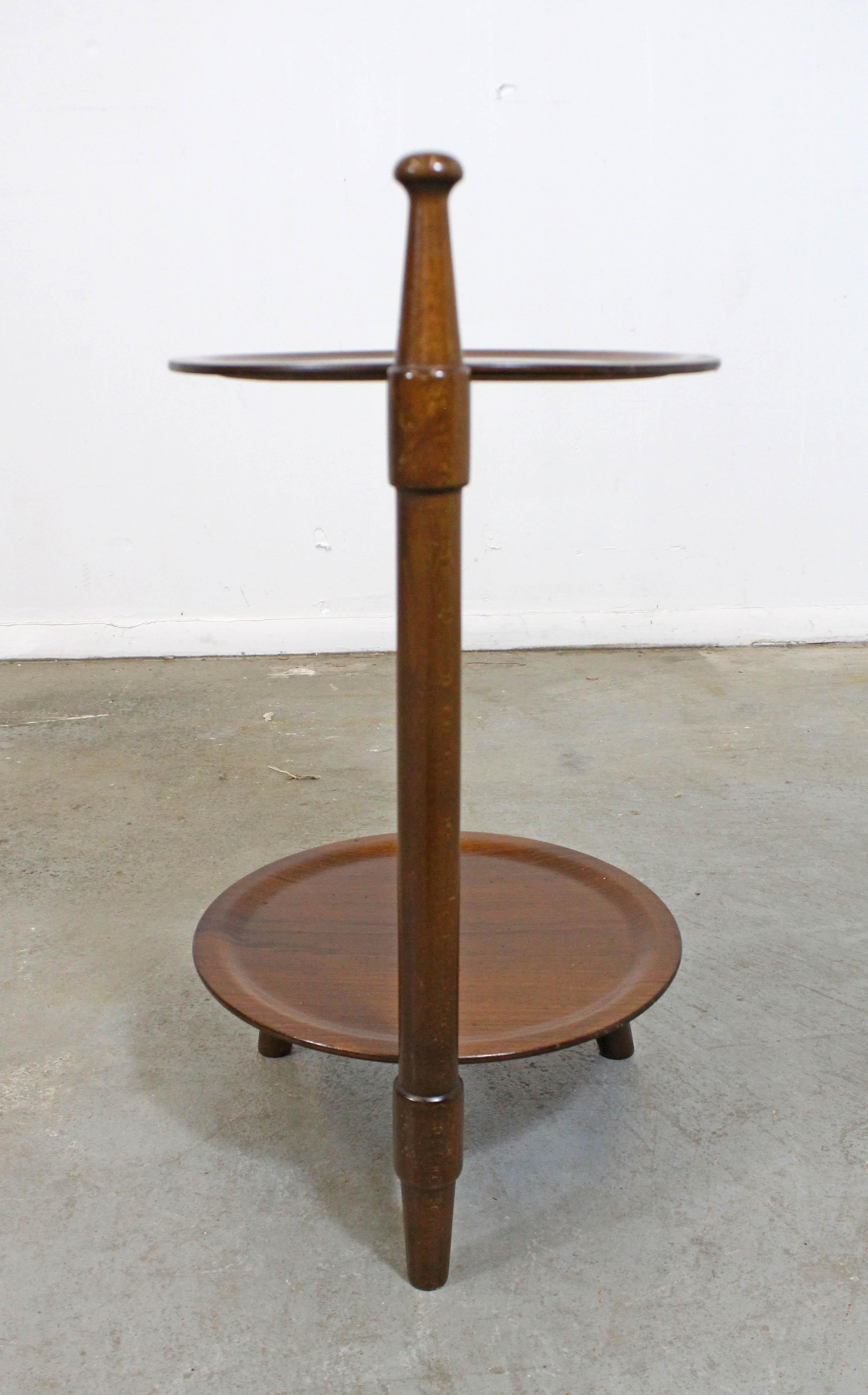 20th Century Mid-Century Modern Walnut 2-Tier Plant Stand End Table