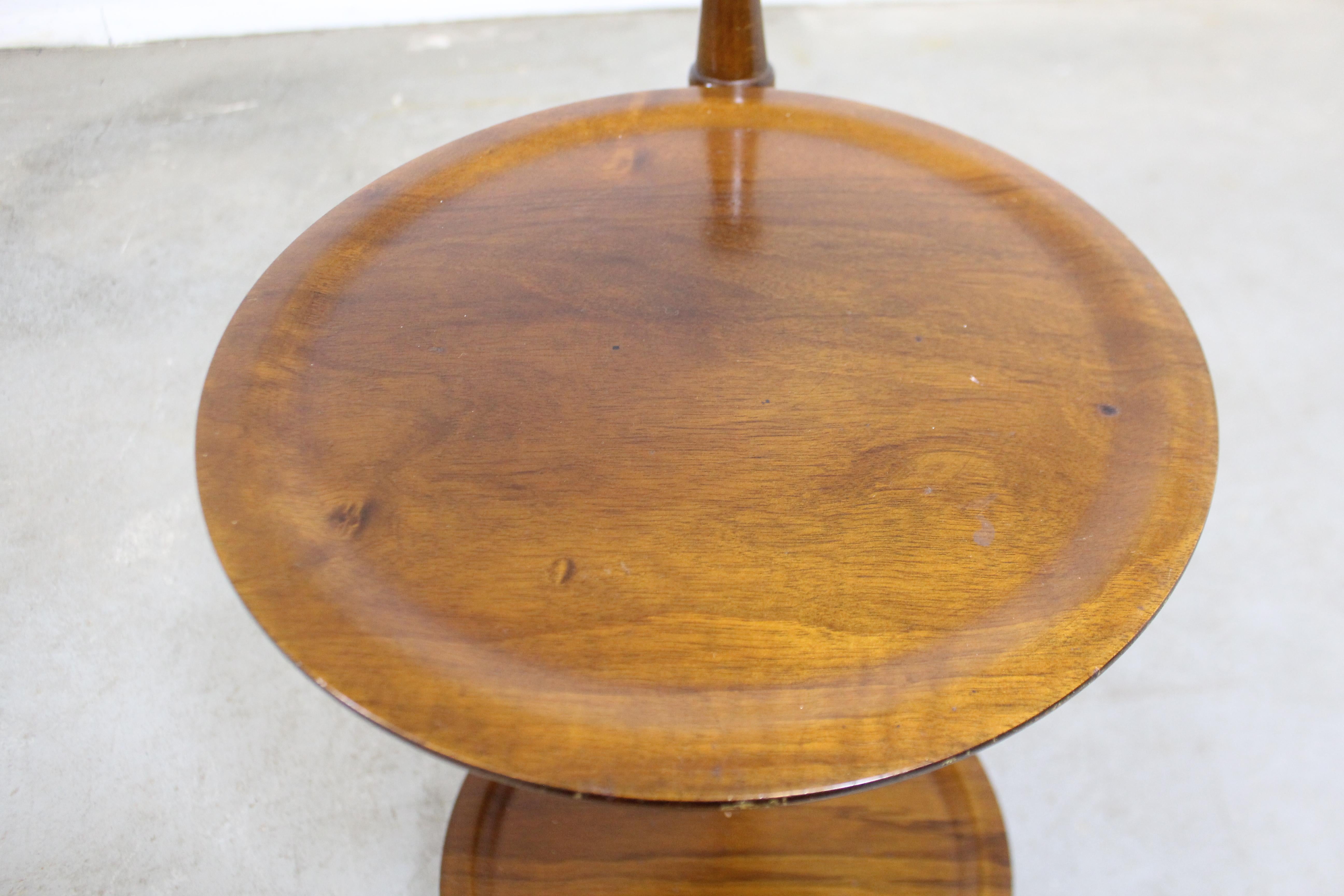 Mid-Century Modern Walnut 2-Tier Plant Stand End Table 1