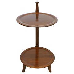 Mid-Century Modern Walnut 2-Tier Plant Stand End Table