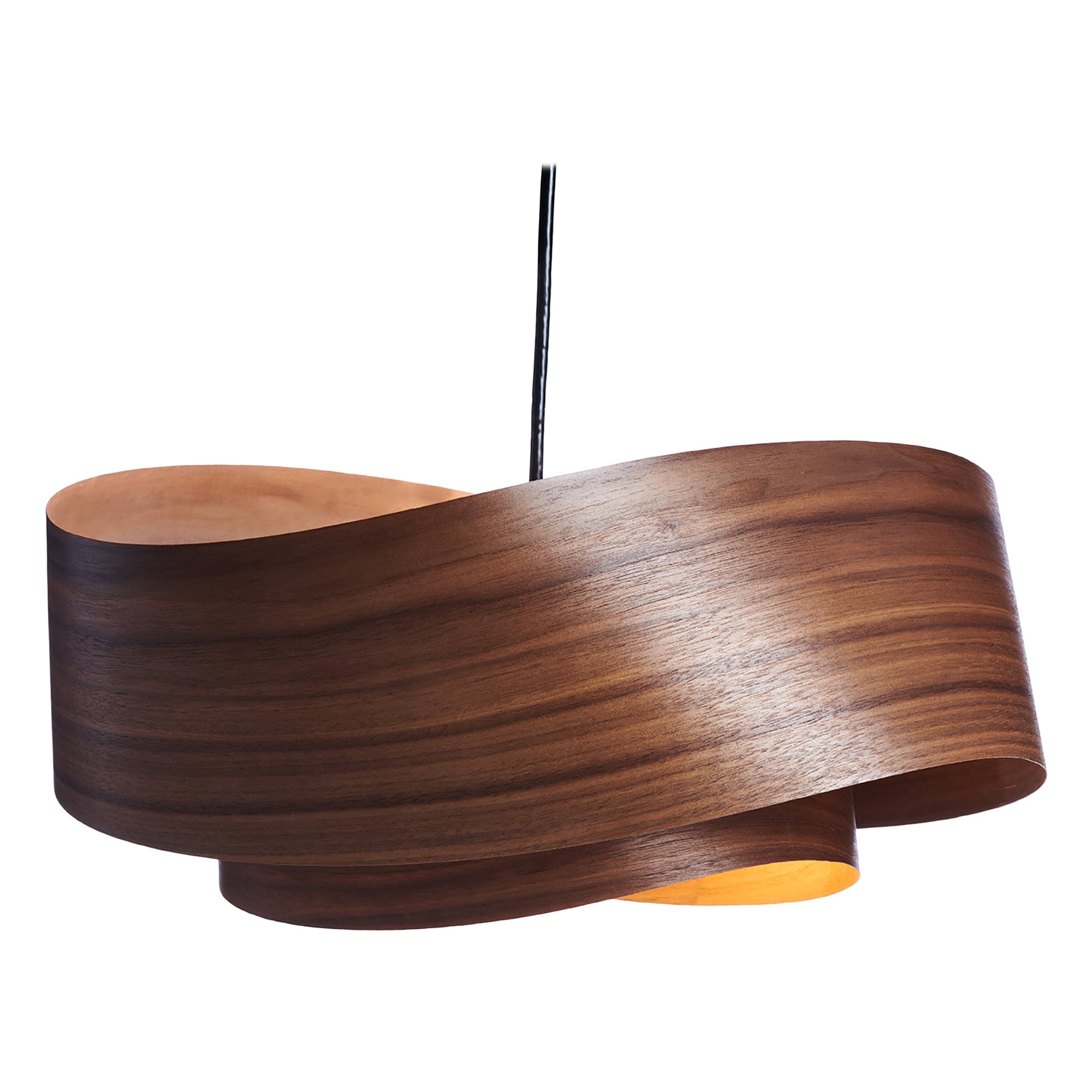 Mid-Century Modern Walnut 20" Chandelier Pendant