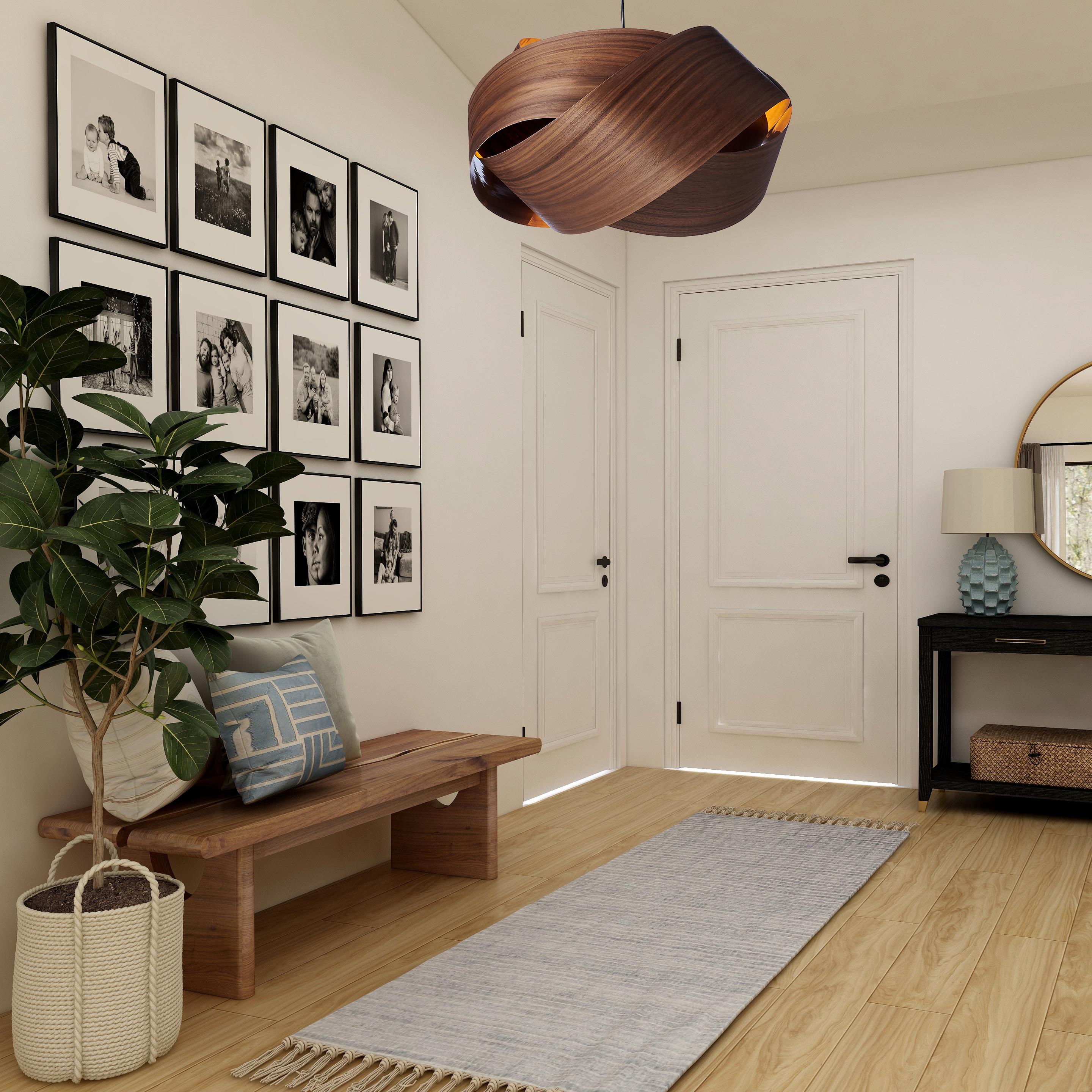 Mid-Century Modern Walnut 24' Chandelier Pendant For Sale at 1stDibs