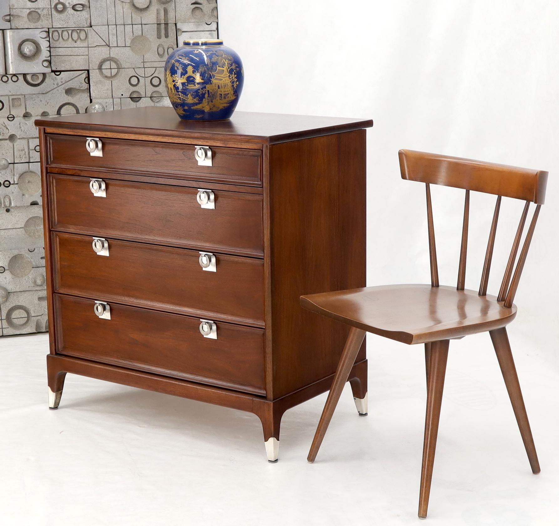 American Mid-Century Modern Walnut 4 Drawers Bachelor Chest For Sale