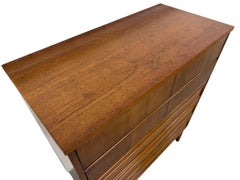 Mid-Century Modern Walnut 5-Drawer High Chest