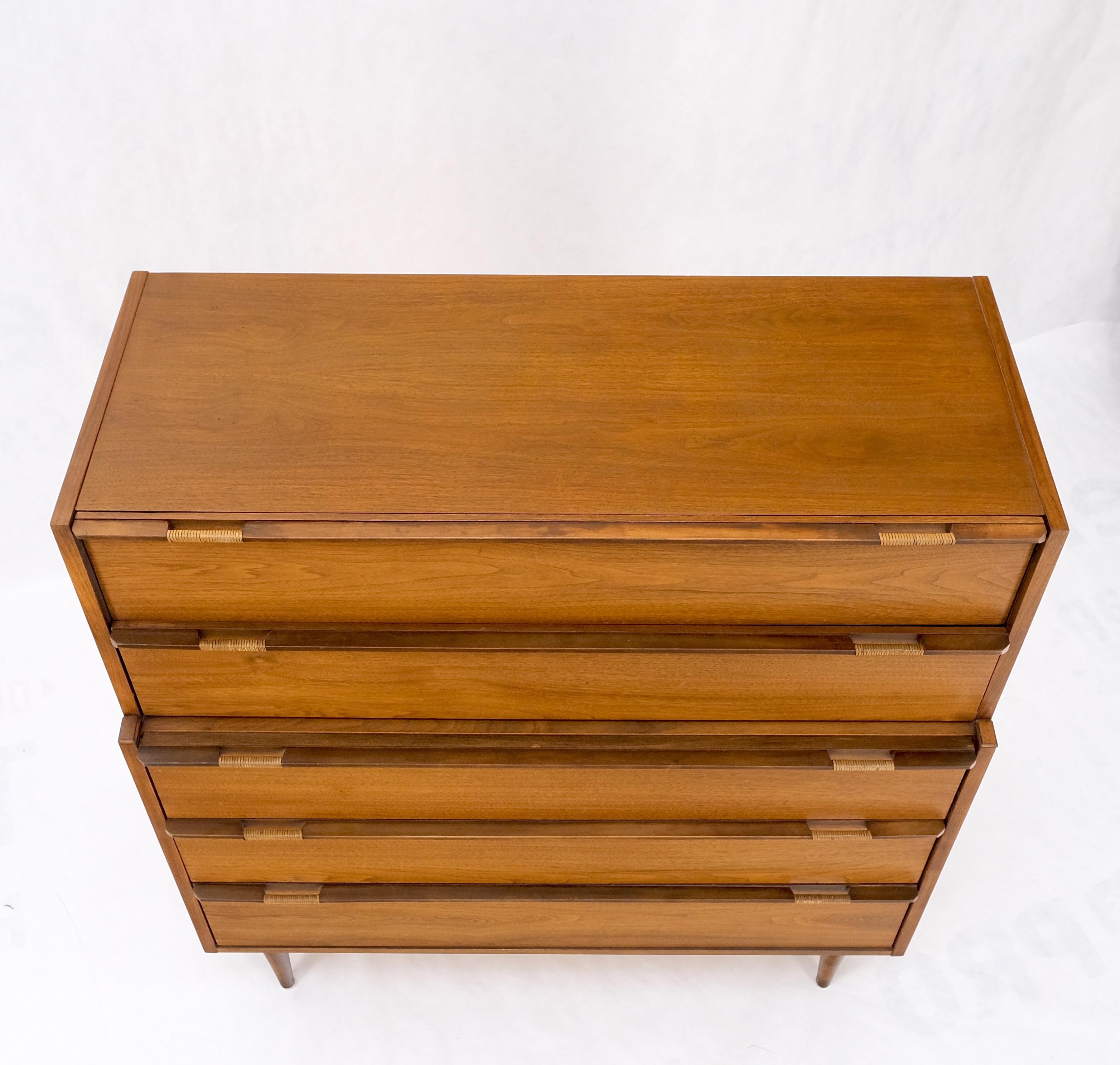 Mid-Century Modern Walnut 5 Drawers High Chest Dresser MINT! For Sale 4