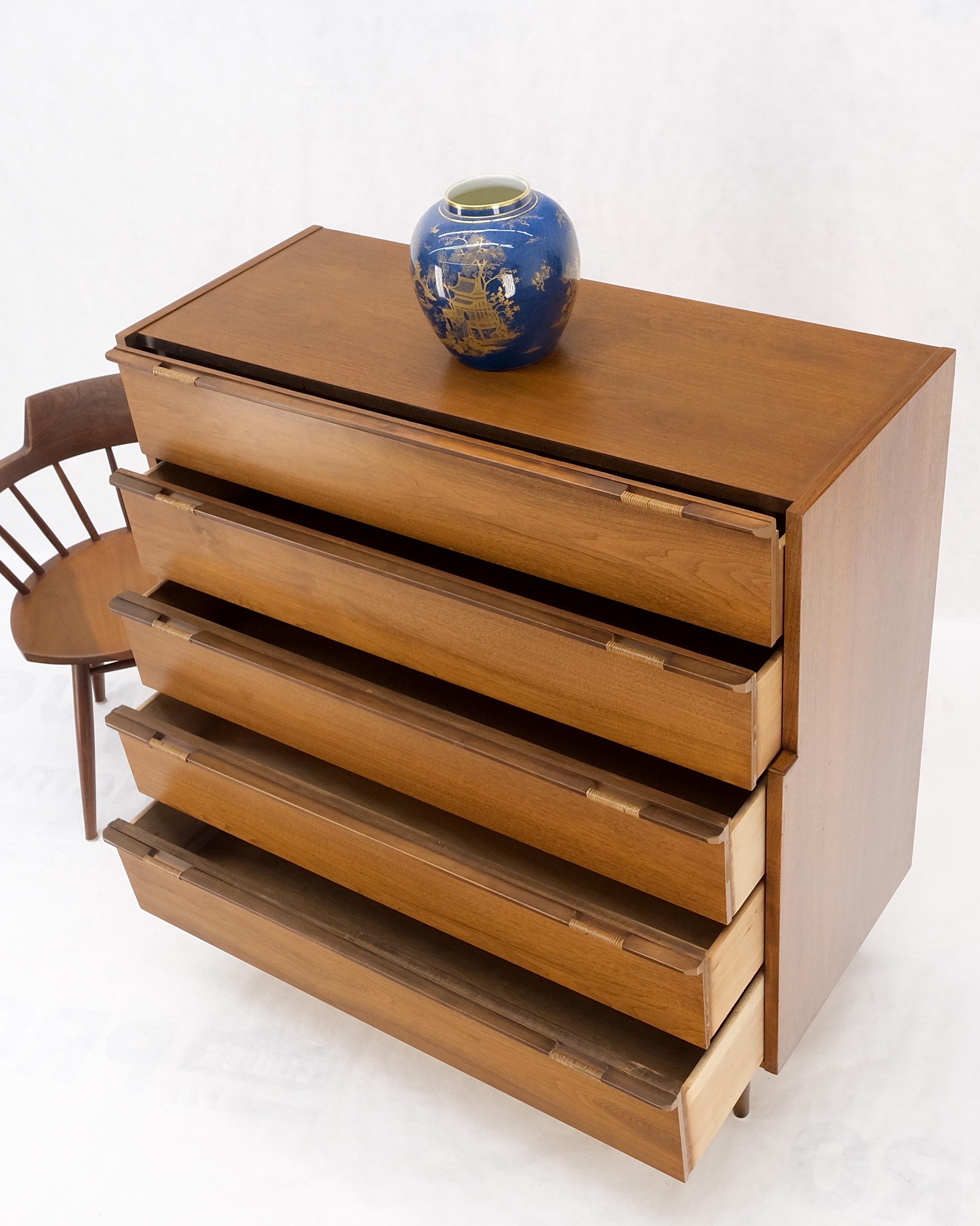 Mid-Century Modern Walnut 5 Drawers High Chest Dresser MINT! For Sale 8