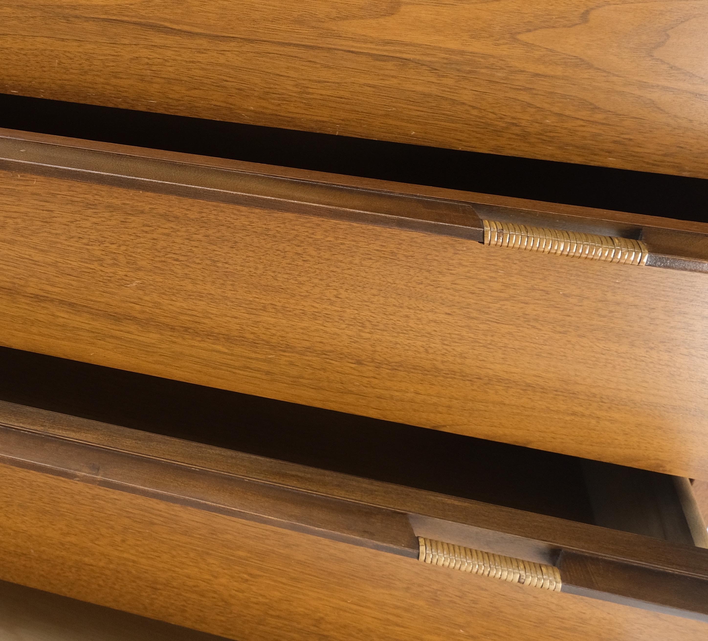 American Mid-Century Modern Walnut 5 Drawers High Chest Dresser MINT! For Sale