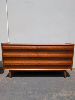 Mid Century Modern Walnut 6 Drawer 'First Edition' Dresser & Nightstand by Lane