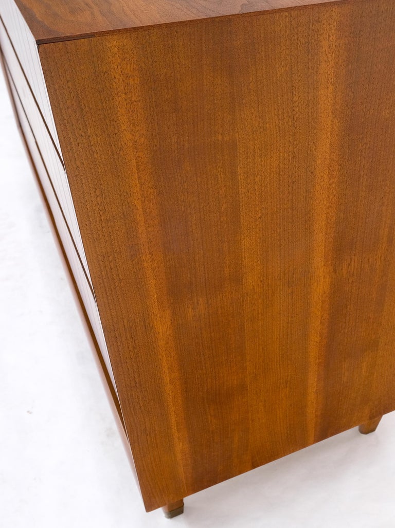 MidCentury Modern Walnut 6 Drawers Dowel Leg Dresser W/ Back Splash