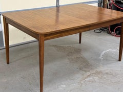 Mid-Century Modern Walnut 60" Dining Table w 1 Extension