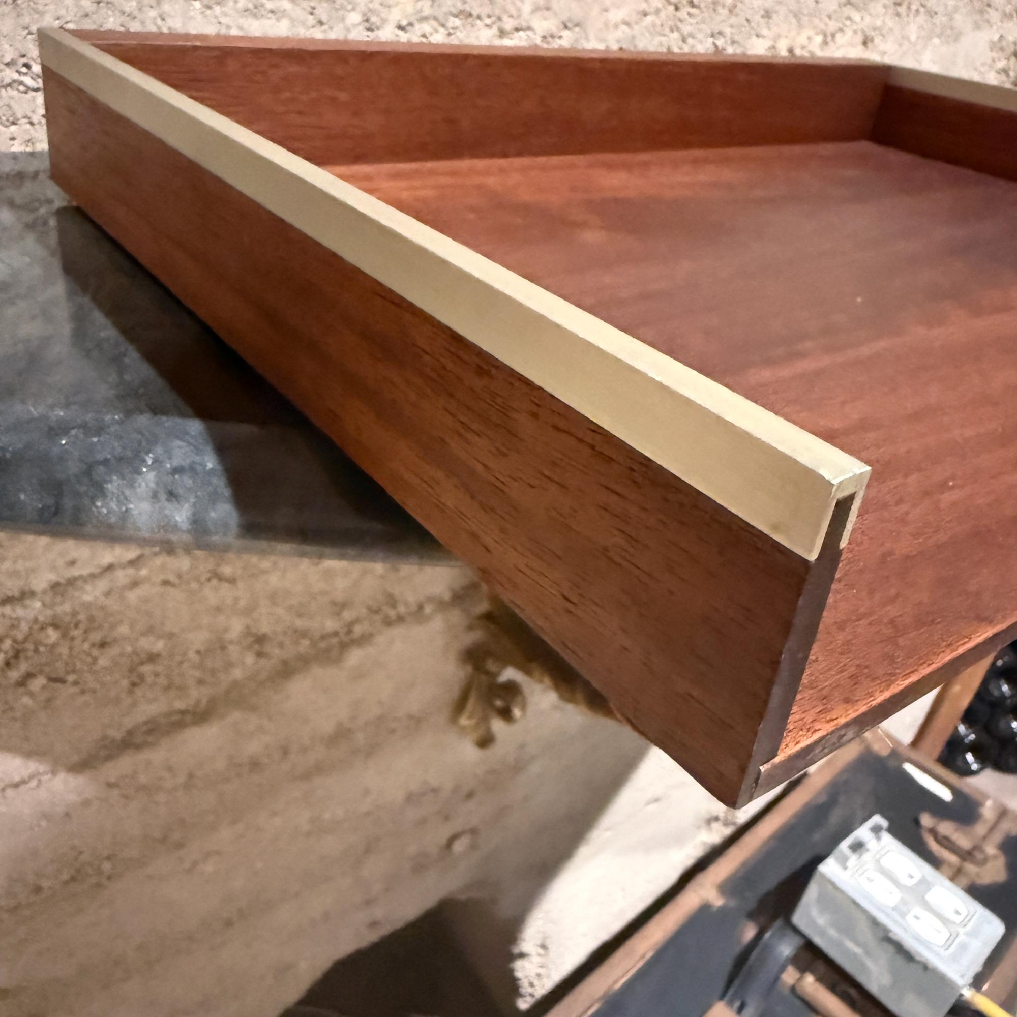 Mid-20th Century Mid-Century Modern Walnut & Aluminum Letter Tray Desk Accessory Qualiton For Sale