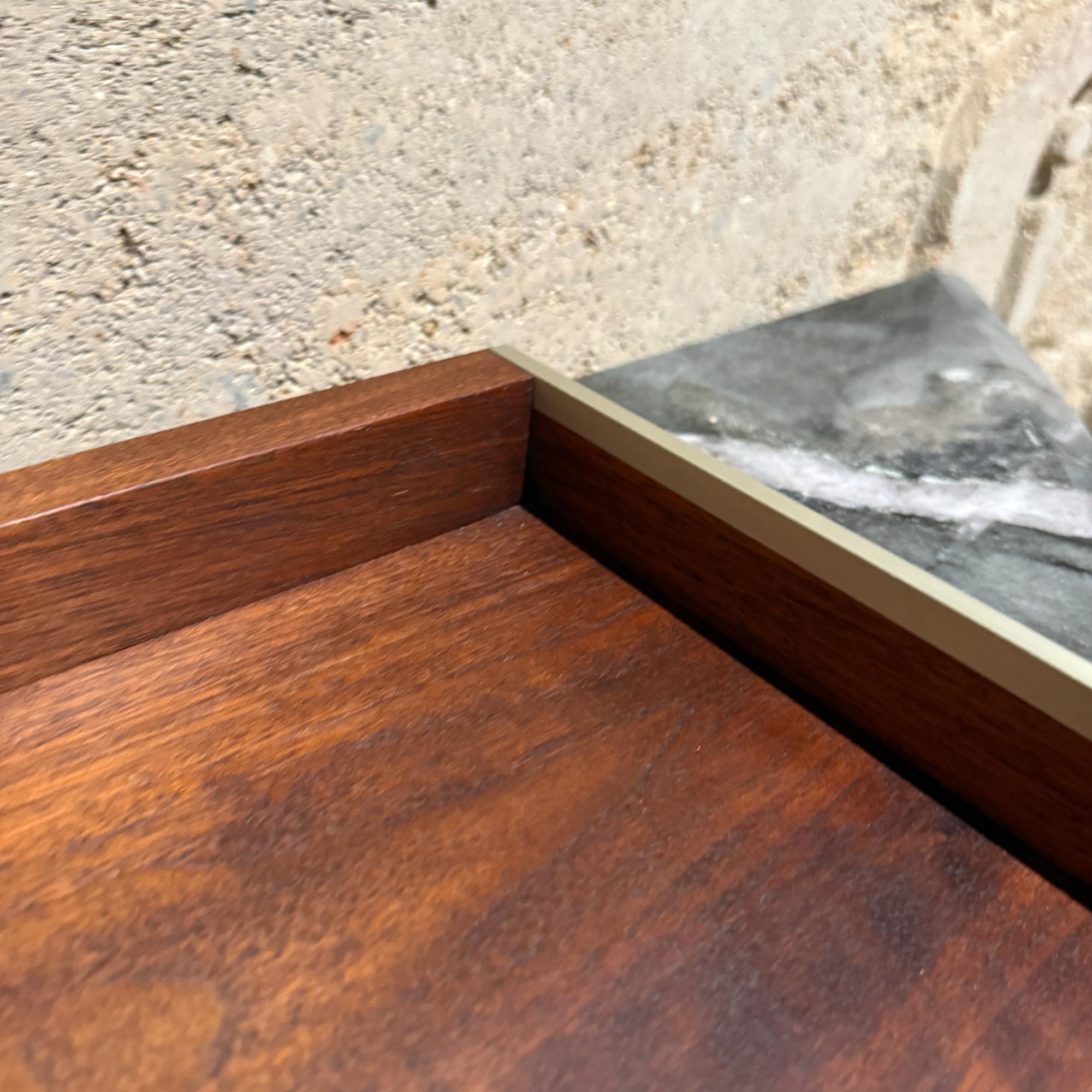 Mid-Century Modern Walnut & Aluminum Letter Tray Desk Accessory Qualiton For Sale 2