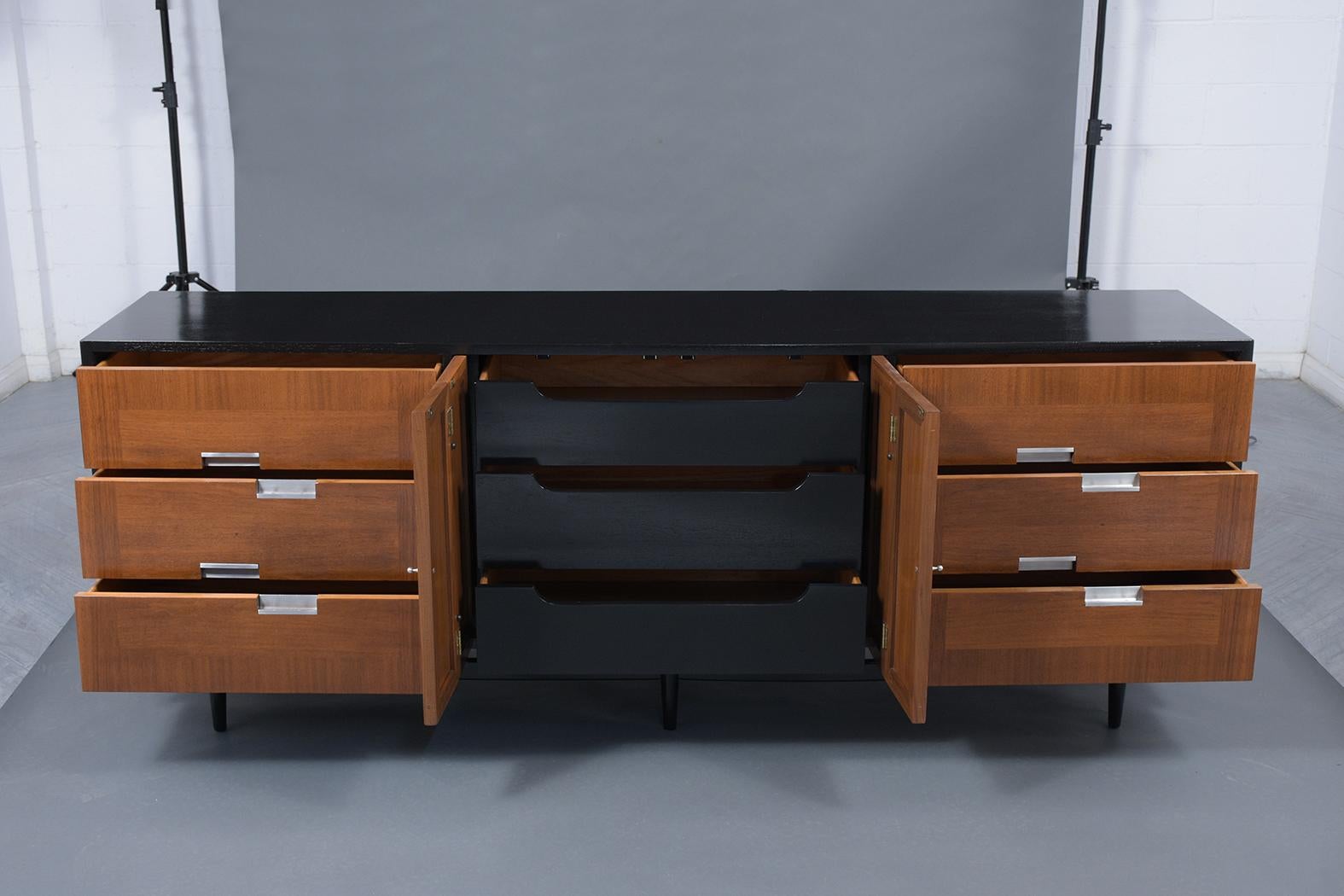 Polished Mid-Century Modern Walnut American Martinsville Credenza