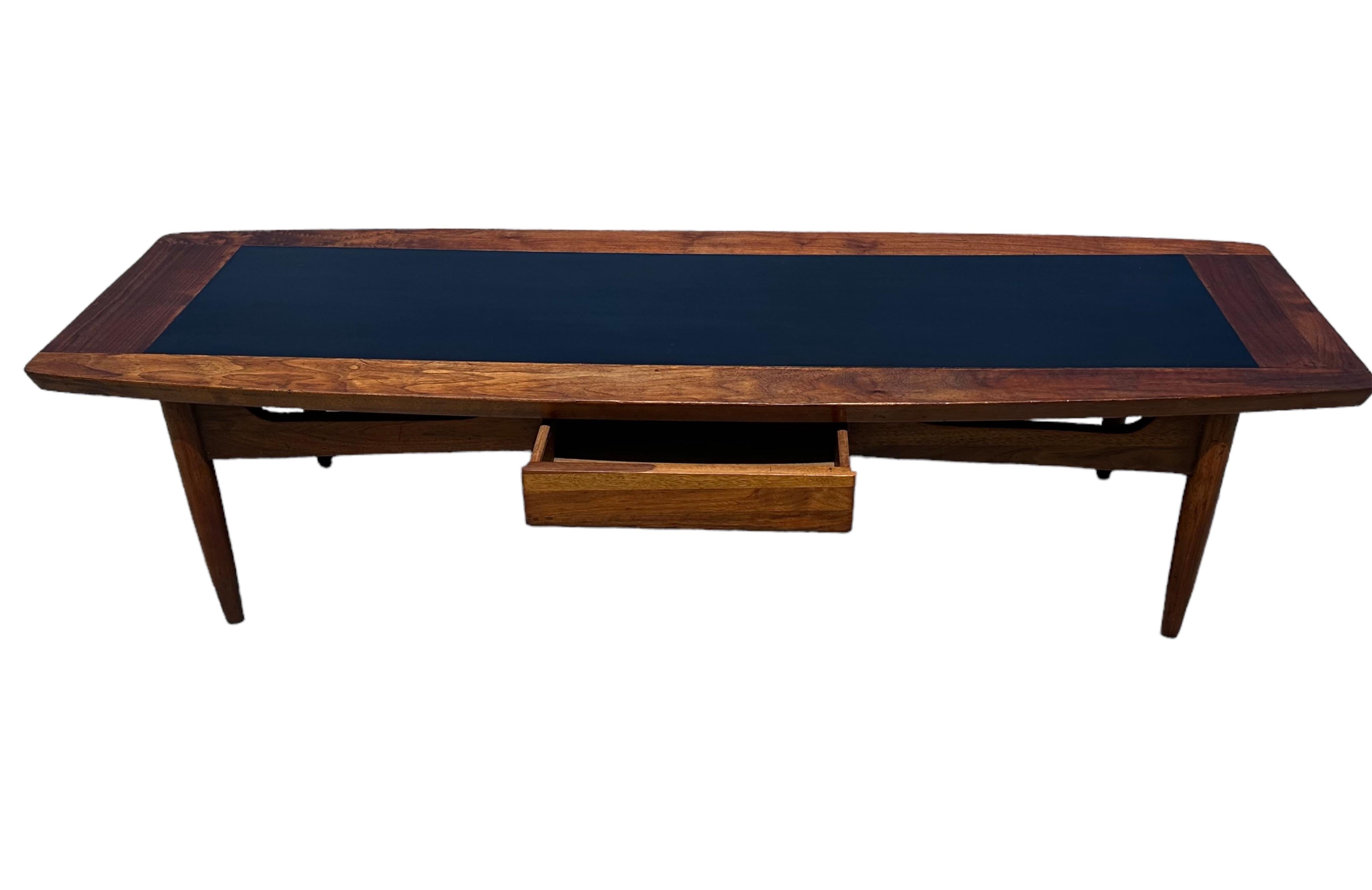 Carved Mid-Century Modern Walnut American of Martinville Coffee Table