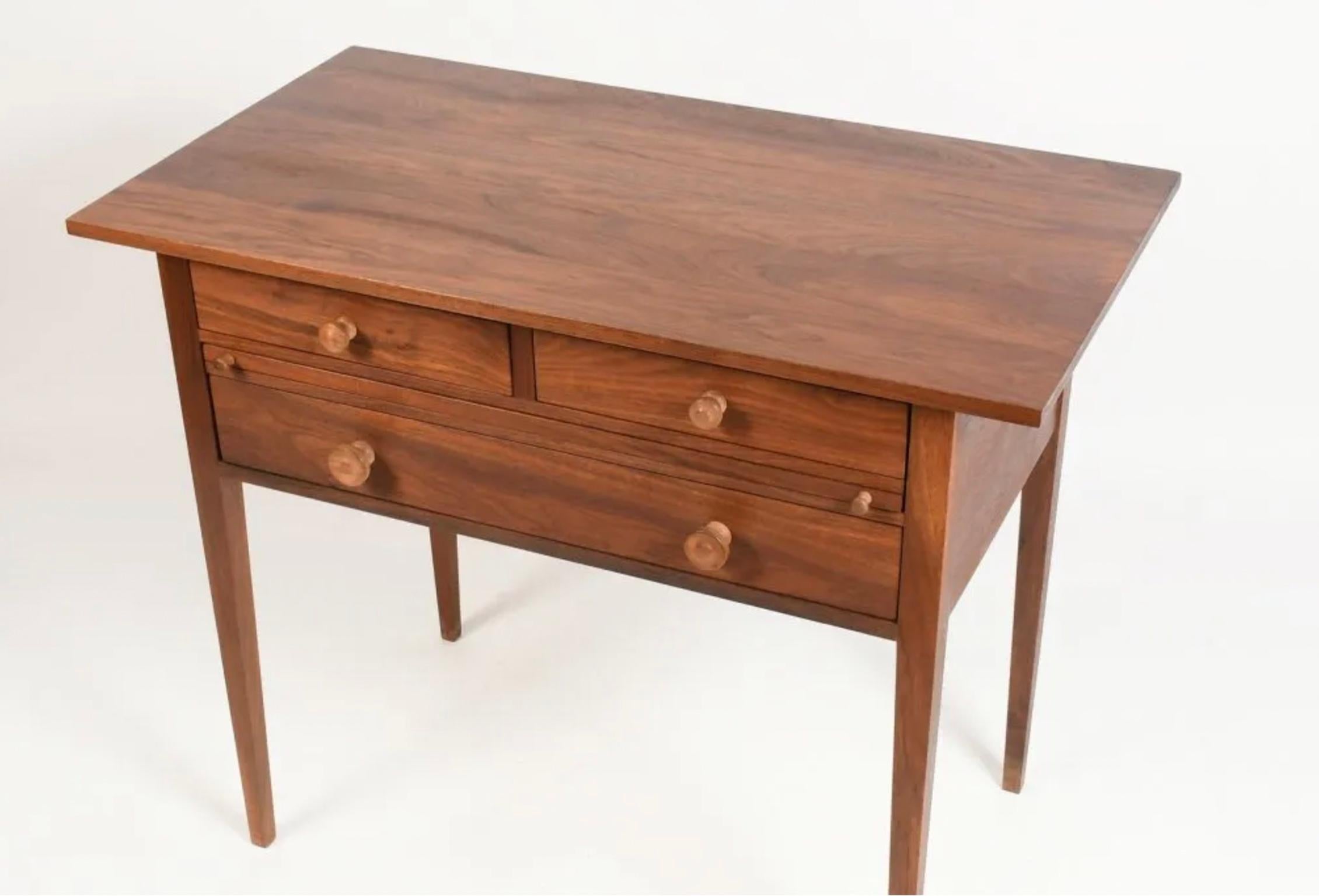 Woodwork Mid-Century Modern Walnut American Studio Craft 3 Drawer 3' Wide Writing Desk For Sale