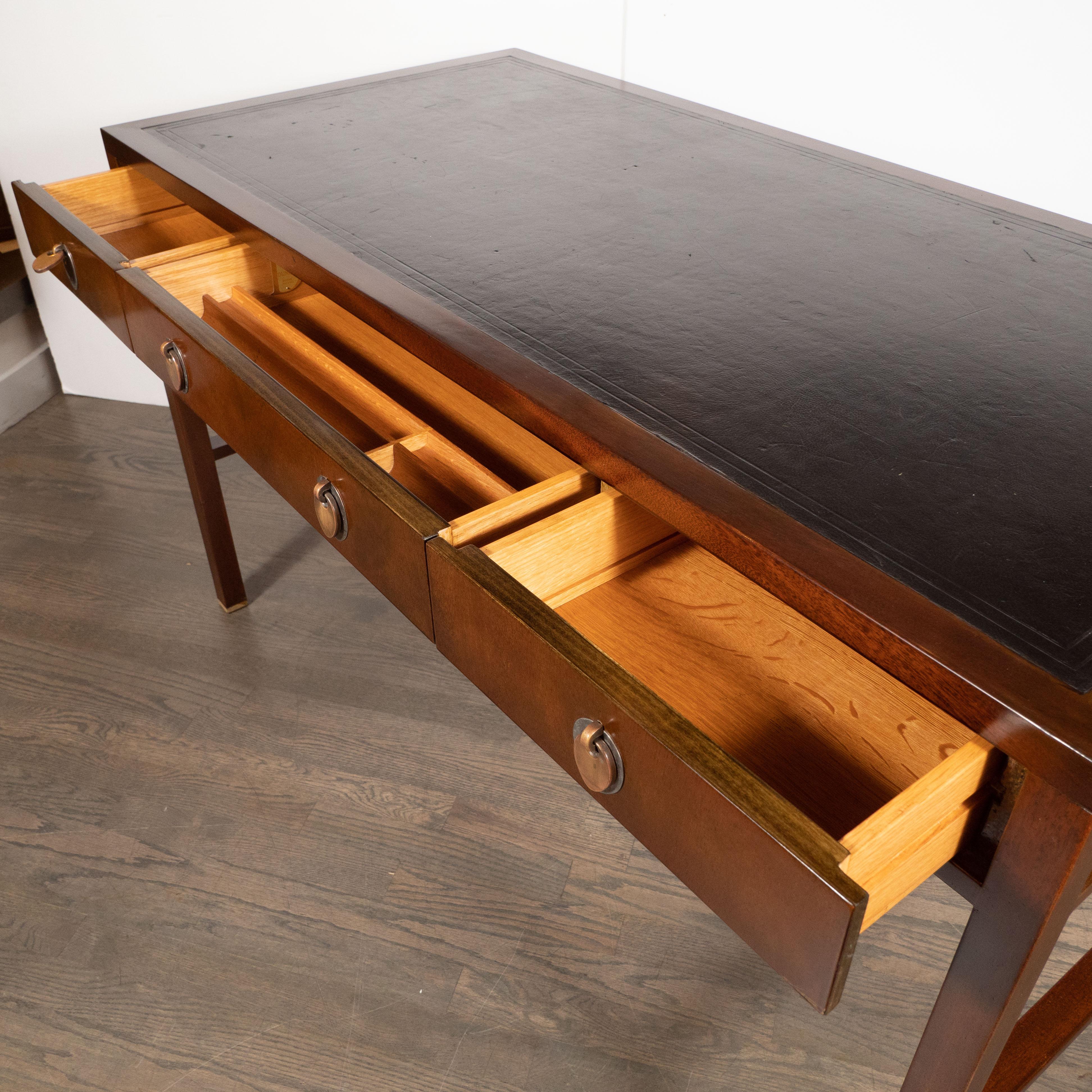 Mid-Century Modern Walnut and Black Leather Desk by Edward Wormley for Dunbar 2
