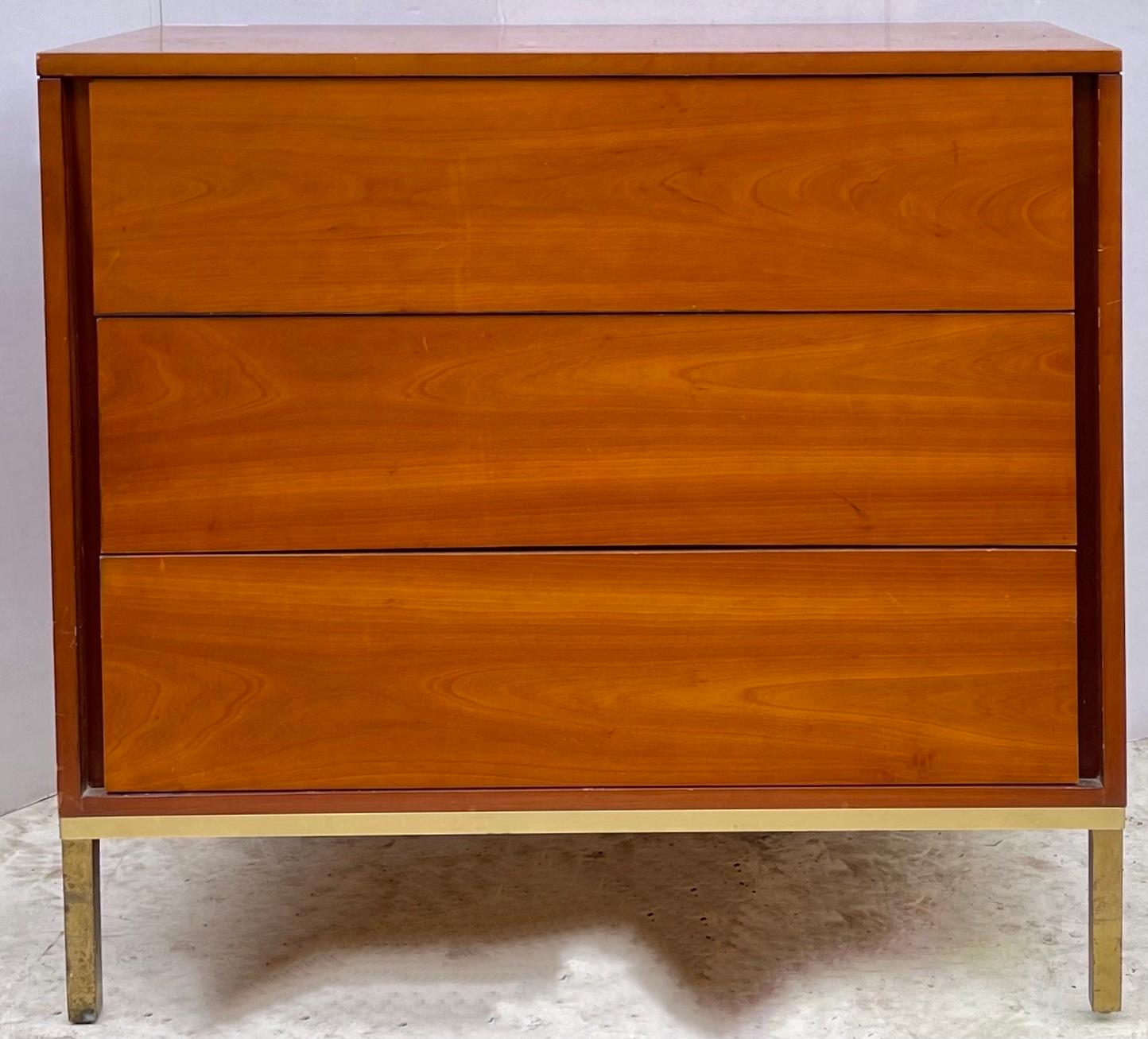 Mid-Century Modern Walnut and Brass Chests by John Stuart, Pair In Good Condition For Sale In Kennesaw, GA