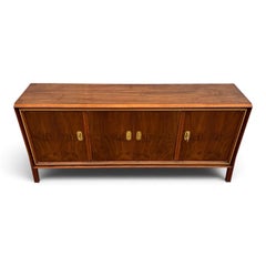 Mid-Century Modern Walnut and Brass Credenza, Argentina, 1950s
