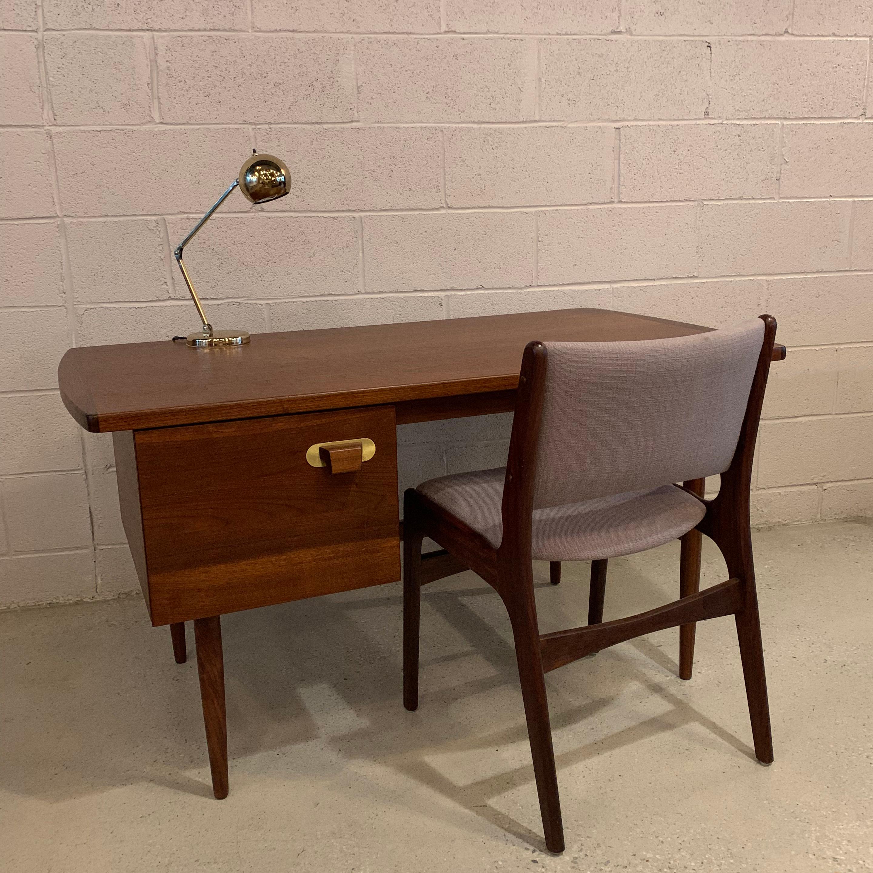 20th Century Mid-Century Modern Walnut and Brass Desk by Jens Risom