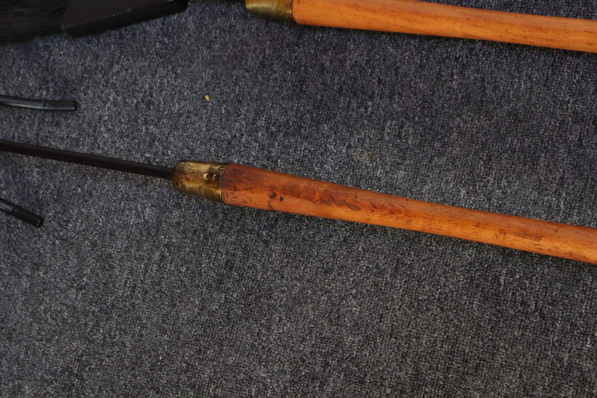 Mid-Century Modern Walnut and Brass Fireplace Tool Set in the Manner of Umanoff For Sale 14