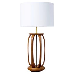 Mid-Century Modern Walnut and Brass Table Lamp by Modeline