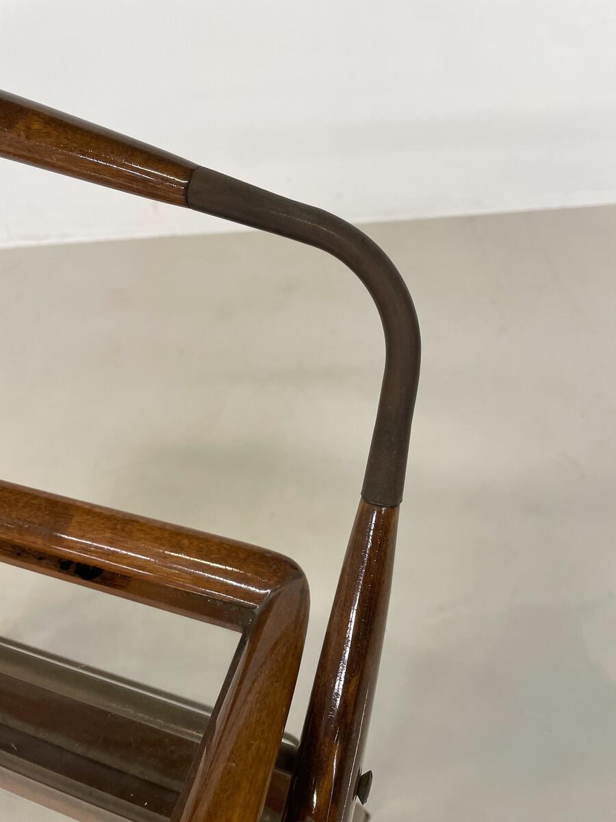 Carrello in noce e ottone della modernità di metà secolo di Cesare Lacca per Cassina, 1950 In condizioni buone in vendita a Brussels, BE