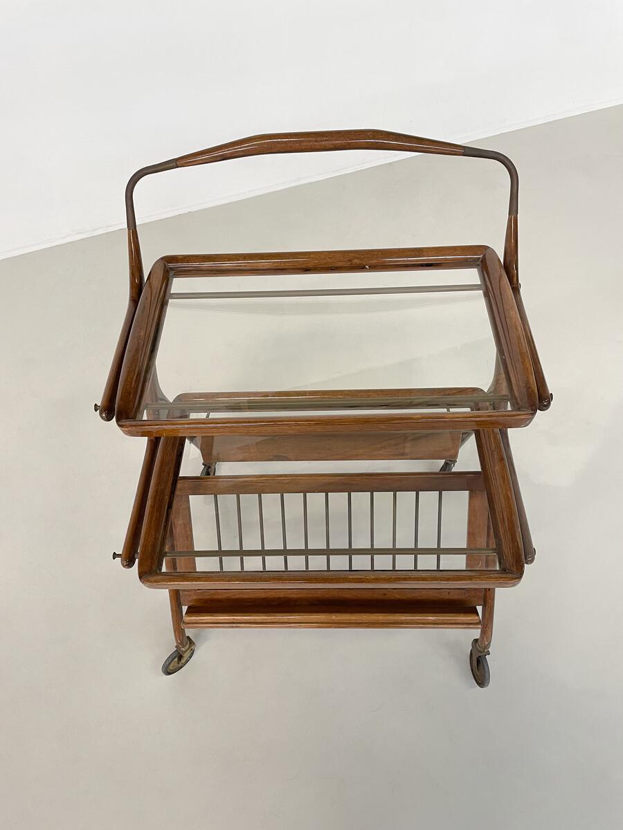 Mid-Century Modern Walnut and Brass Trolley by Cesare Lacca for Cassina, 1950s For Sale 3