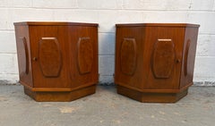 Mid-Century Modern Walnut and Burl Nightstands By Young Manufacturing