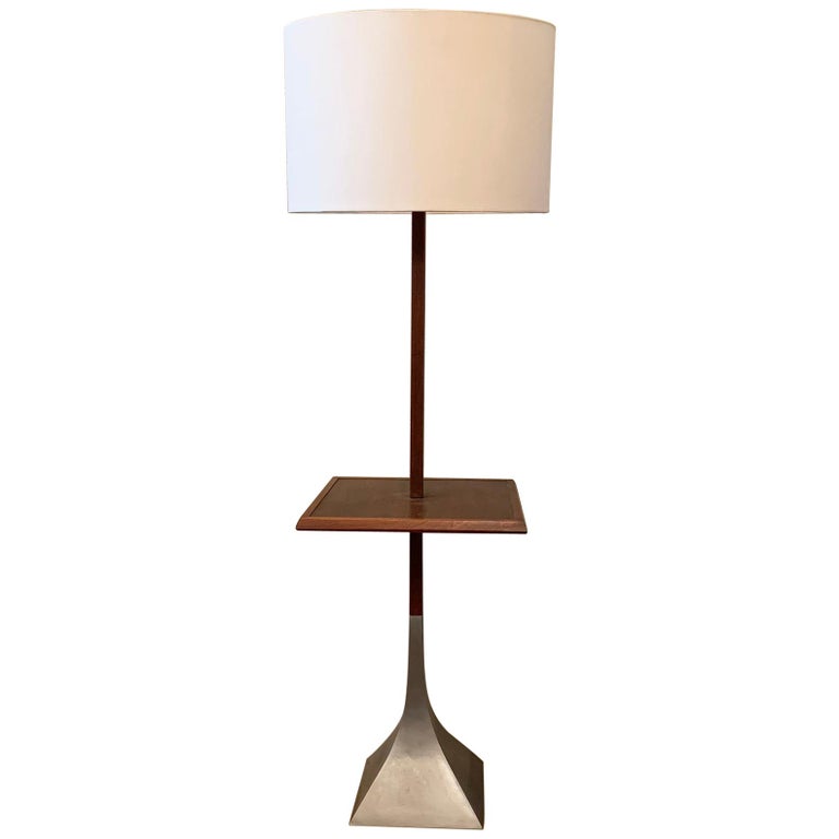 Mid Century Modern Walnut And Cast Metal Side Table Floor