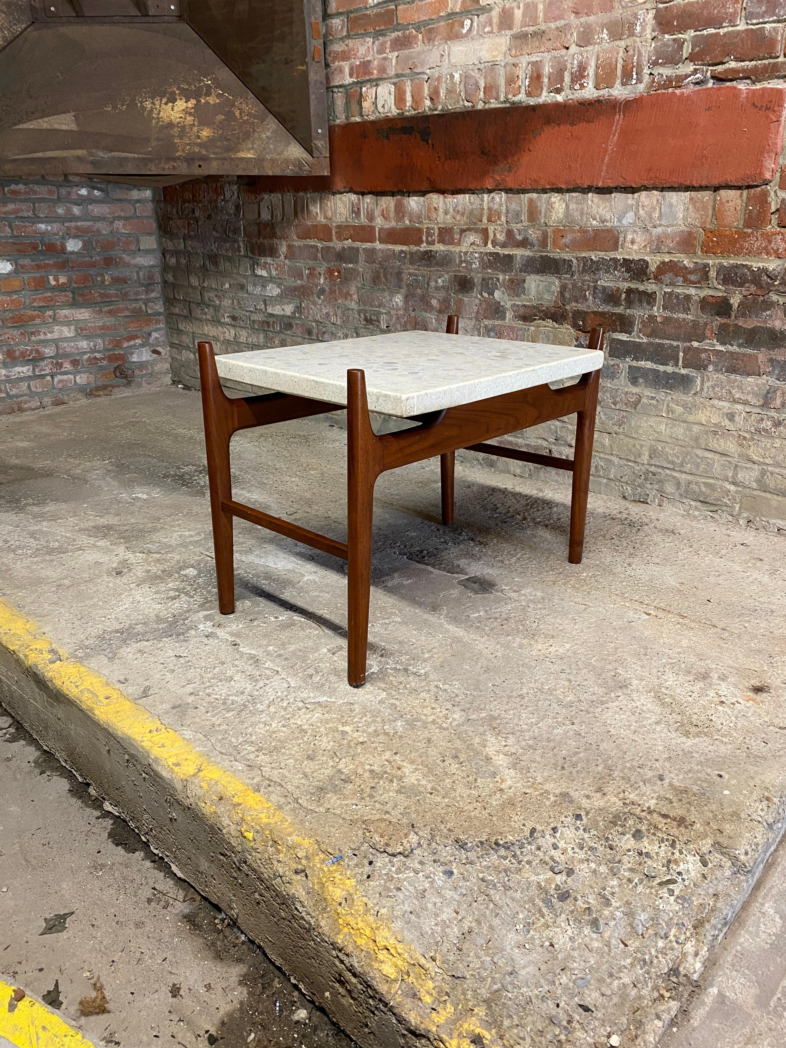 Mid-Century Modern Mid Century Modern Walnut and Floating Terrazzo Top End Table